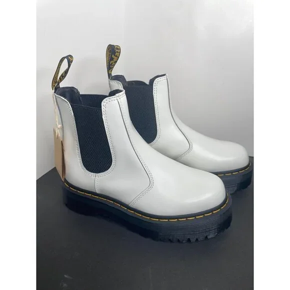 Doc Dr. Martens 2976 Quad Platform Women's White Chelsea Boot Size 42 US 10 NEW - Picture 2 of 6